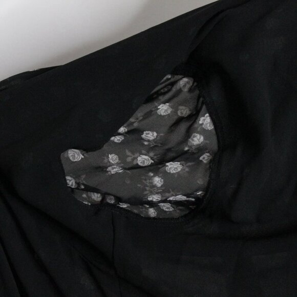 Michael Michael Kors Black Grey Floral Print Long Sleeve Blouse Size S - Picture 4 of 16